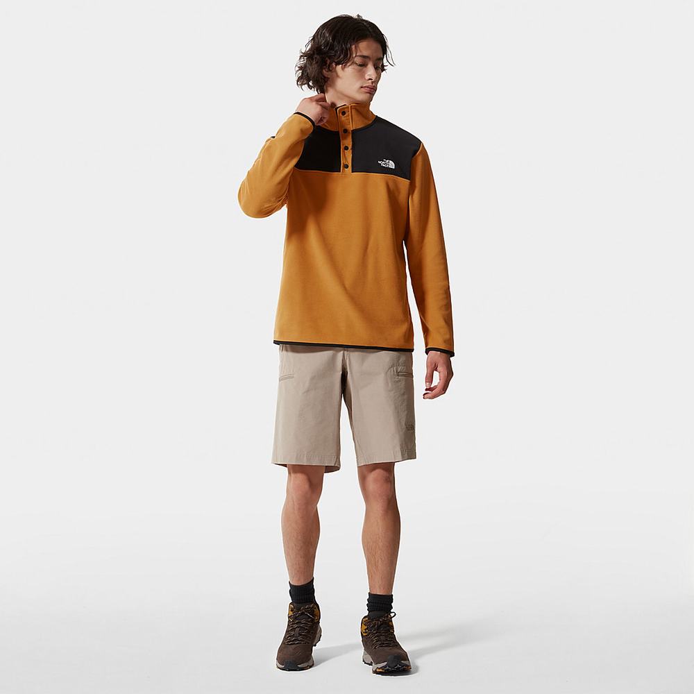 Fleece Mikiny The North Face TKA Glacier Snap-Neck Panske Žlté Čierne | YRX-016953