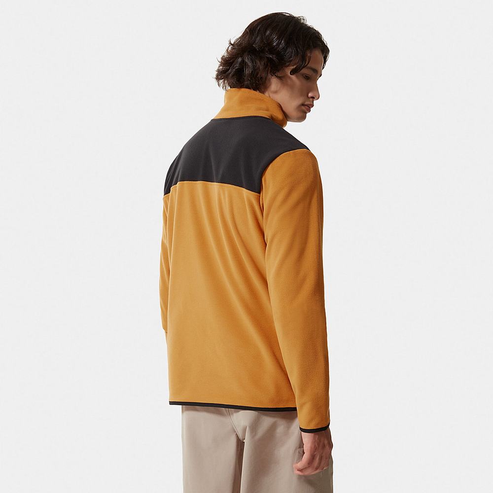 Fleece Mikiny The North Face TKA Glacier Snap-Neck Panske Žlté Čierne | YRX-016953