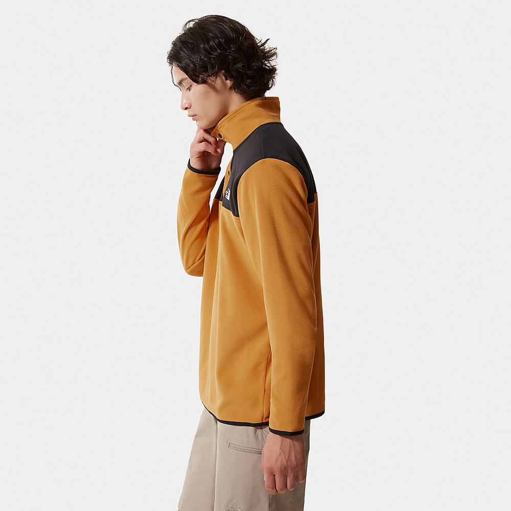 Fleece Mikiny The North Face TKA Glacier Snap-Neck Panske Žlté Čierne | YRX-016953