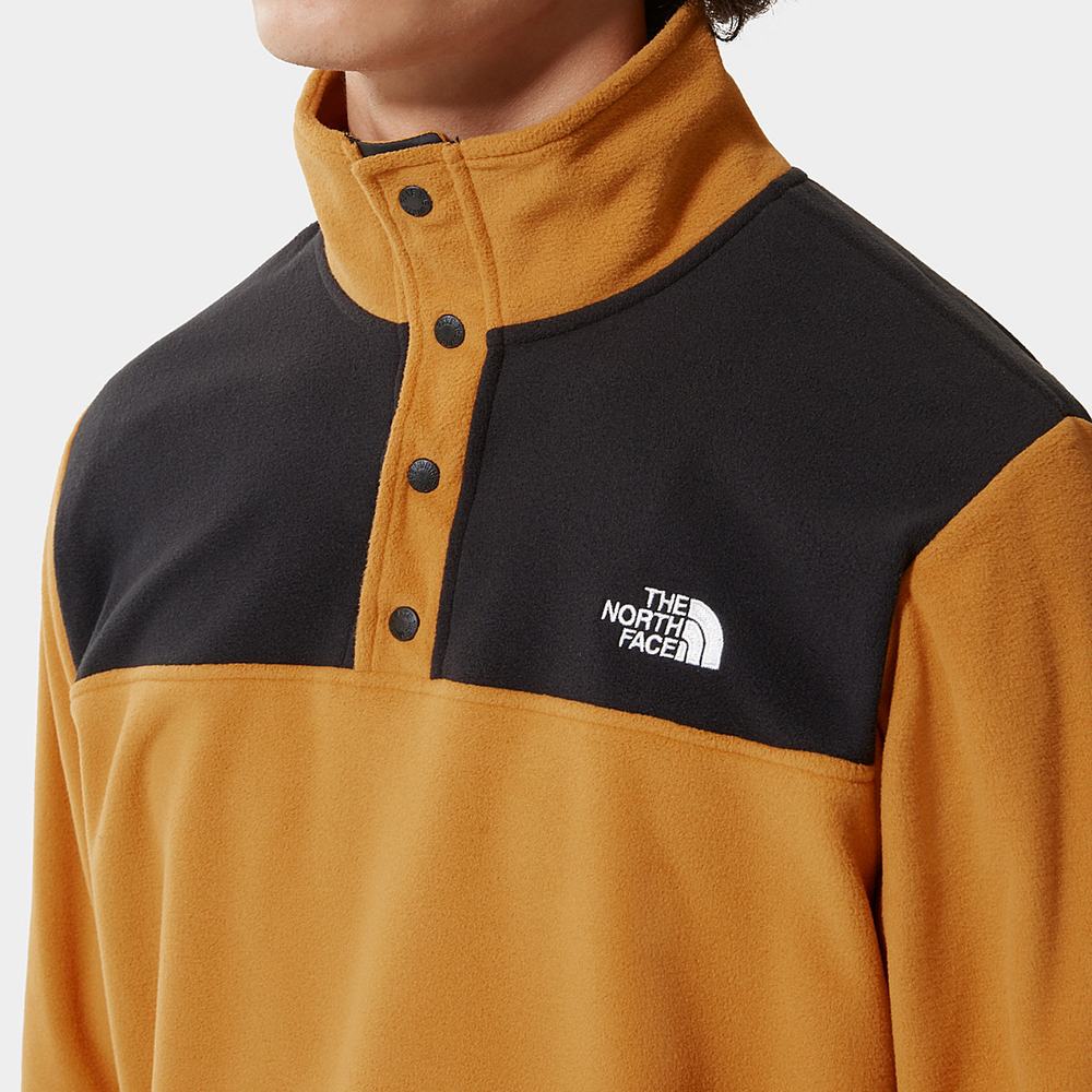 Fleece Mikiny The North Face TKA Glacier Snap-Neck Panske Žlté Čierne | YRX-016953