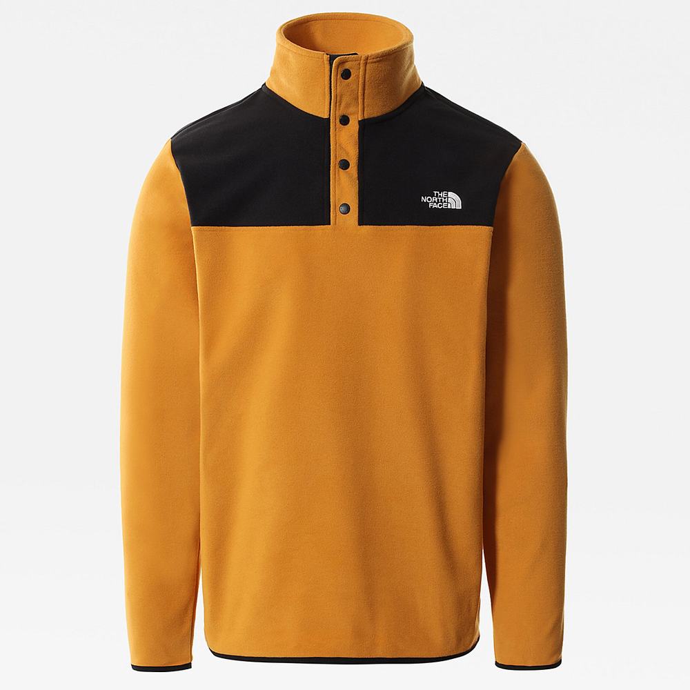 Fleece Mikiny The North Face TKA Glacier Snap-Neck Panske Žlté Čierne | YRX-016953
