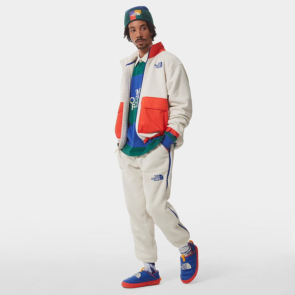 Jogger Nohavice The North Face COLOUR BLOCK FLEECE Panske Biele Modre | HDO-512904