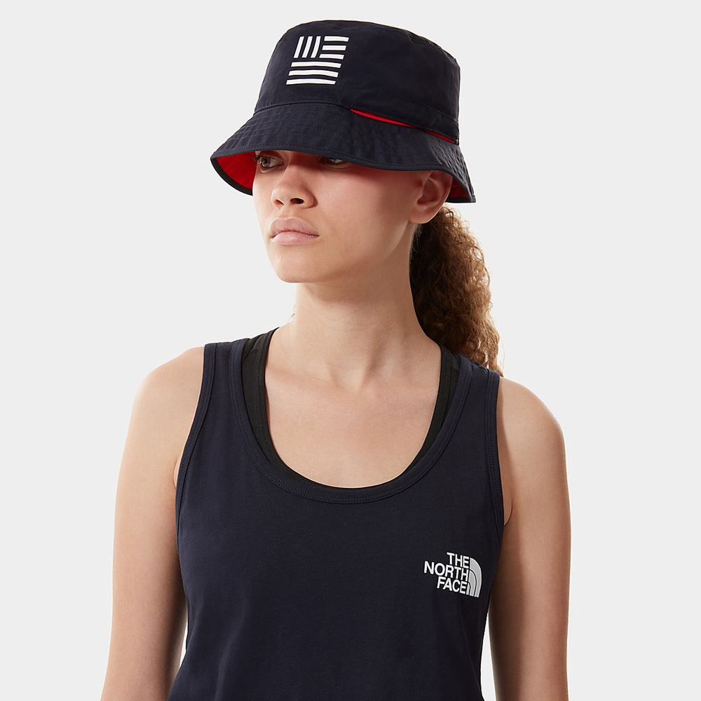 Klobuky The North Face INTERNATIONAL COLLECTION REVERSIBLE SPECTATOR BUCKET HAT Damske Námornícka Modrá Červené | OTJ-492081