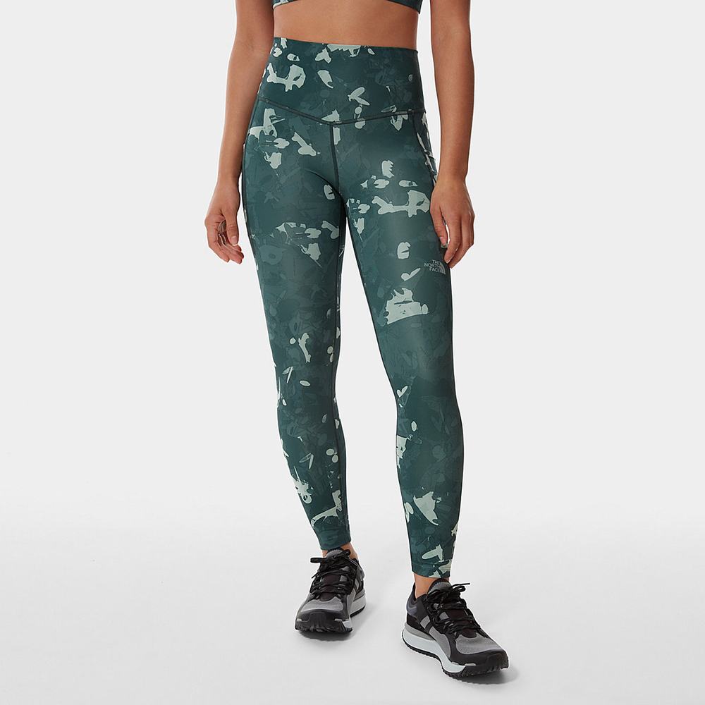 Leginy The North Face Printed Motivation 7/8 Damske Zelene | IDJ-102958