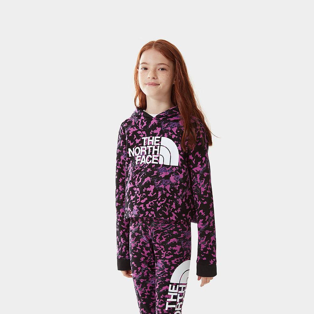 Mikiny S Kapucňou The North Face DREW PEAK CROPPED Dievcenske Čierne | PBL-175630