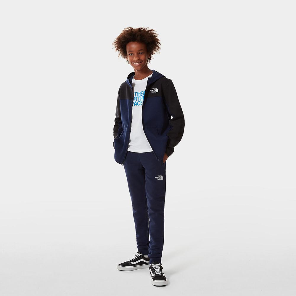 Mikiny S Kapucňou The North Face SLACKER ZIP-UP Chlapcenske Námornícka Modrá Čierne | GHI-783914