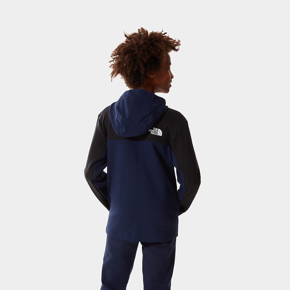 Mikiny S Kapucňou The North Face SLACKER ZIP-UP Chlapcenske Námornícka Modrá Čierne | GHI-783914