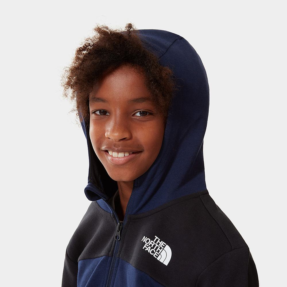 Mikiny S Kapucňou The North Face SLACKER ZIP-UP Chlapcenske Námornícka Modrá Čierne | GHI-783914