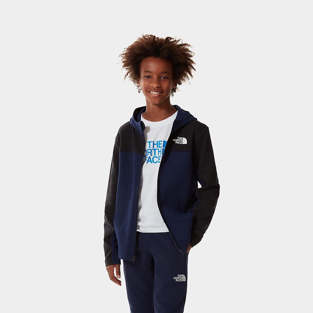 Mikiny S Kapucňou The North Face SLACKER ZIP-UP Chlapcenske Námornícka Modrá Čierne | GHI-783914