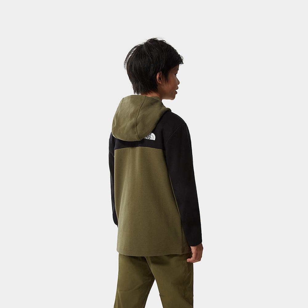 Mikiny S Kapucňou The North Face SLACKER ZIP-UP Chlapcenske Olivovo Zelená Zelene Čierne | PDK-248109