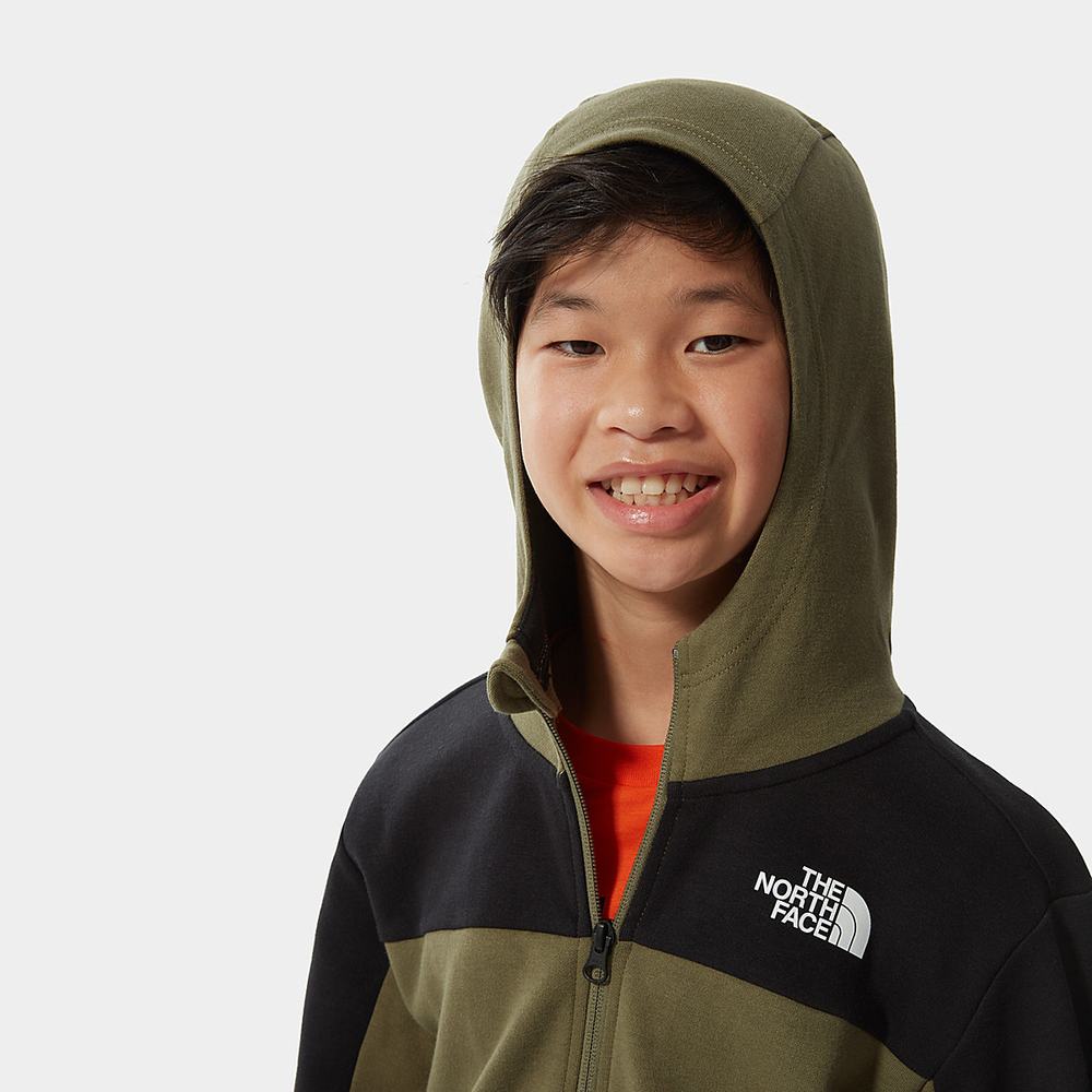 Mikiny S Kapucňou The North Face SLACKER ZIP-UP Chlapcenske Olivovo Zelená Zelene Čierne | PDK-248109