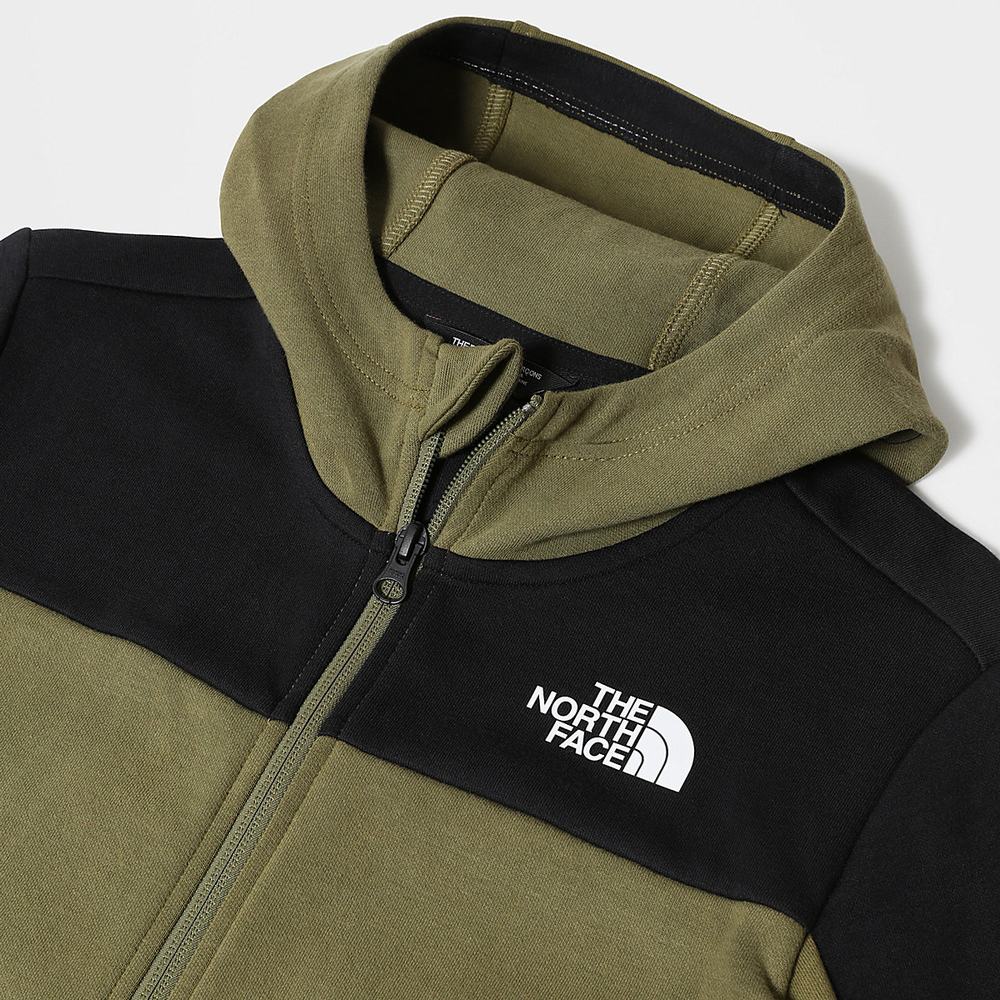 Mikiny S Kapucňou The North Face SLACKER ZIP-UP Chlapcenske Olivovo Zelená Zelene Čierne | PDK-248109