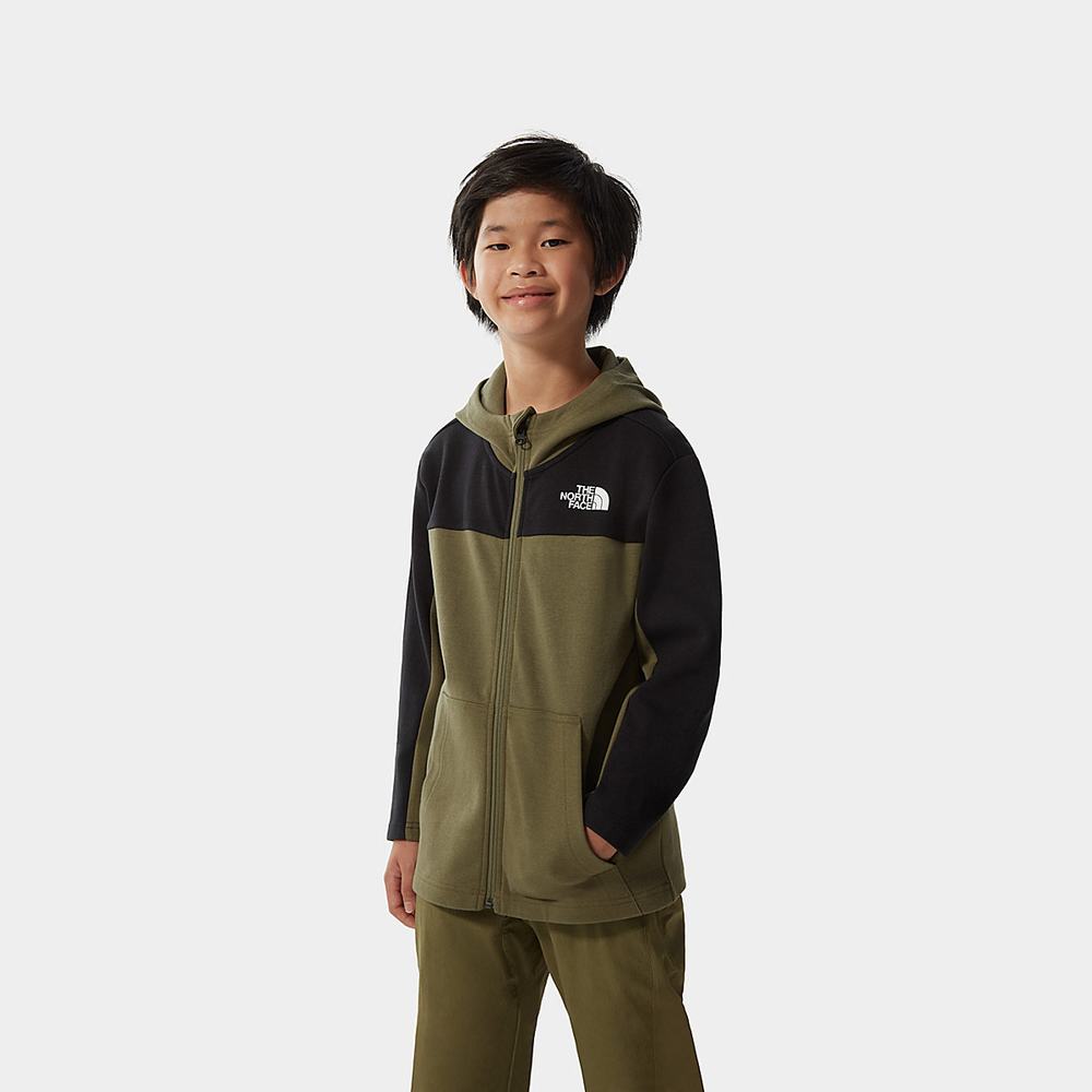 Mikiny S Kapucňou The North Face SLACKER ZIP-UP Chlapcenske Olivovo Zelená Zelene Čierne | PDK-248109