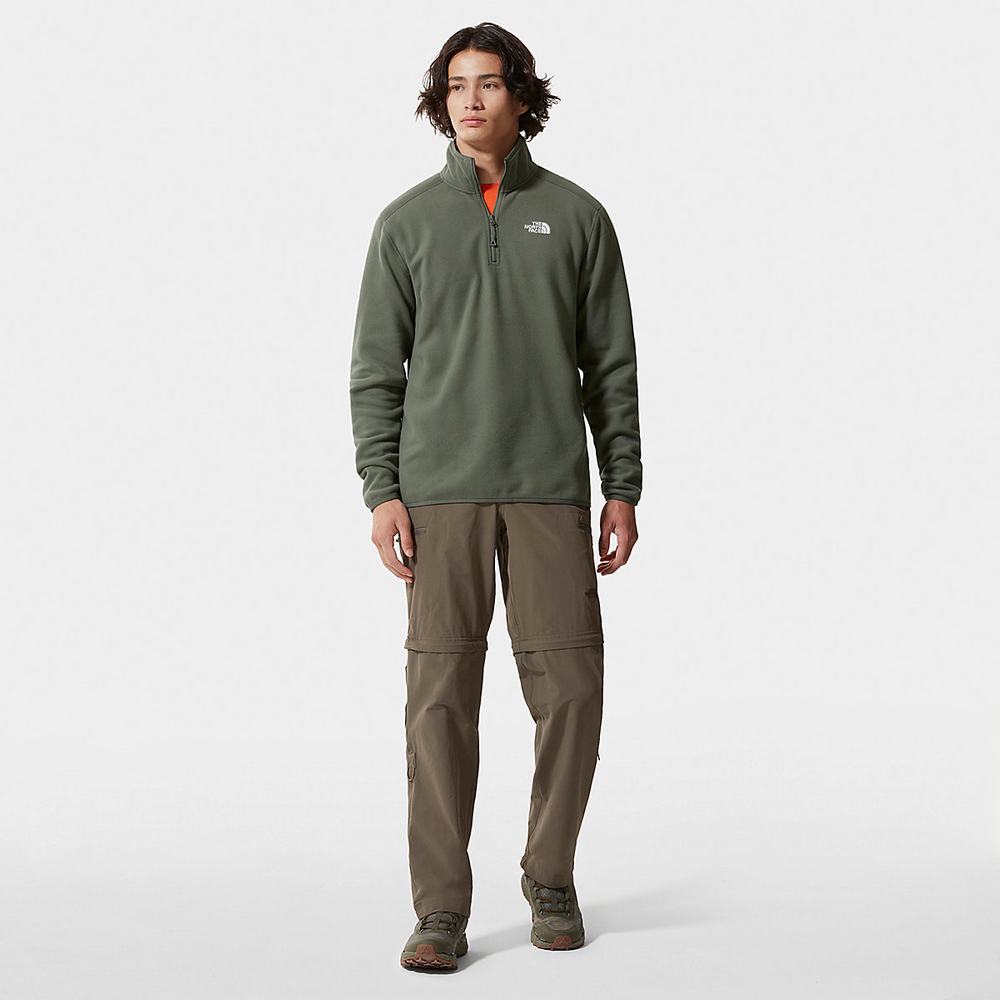 Mikiny The North Face 100 Glacier Quarter-Zip Fleece Panske Olivovo Zelená Zelene | ASF-847615