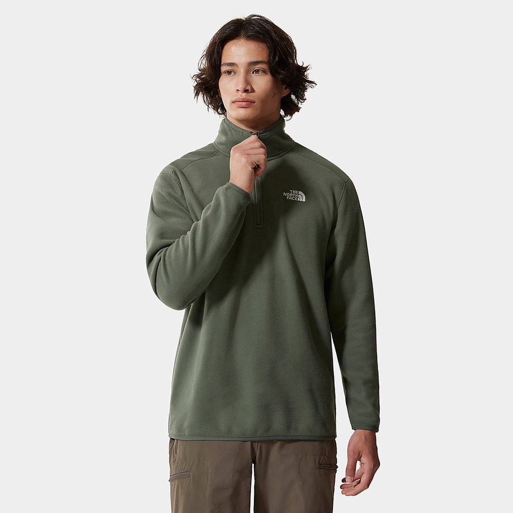 Mikiny The North Face 100 Glacier Quarter-Zip Fleece Panske Olivovo Zelená Zelene | ASF-847615