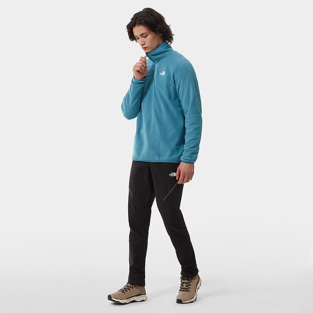 Mikiny The North Face 100 Glacier Quarter-Zip Fleece Panske Modre | MNR-905218