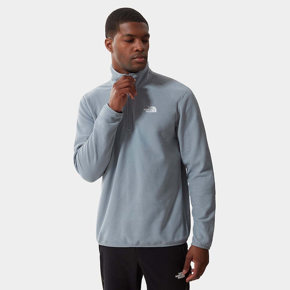 Mikiny The North Face 100 Glacier Quarter-Zip Fleece Panske Siva | MPB-098714