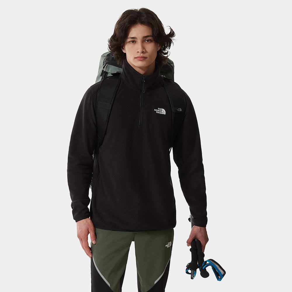 Mikiny The North Face 100 Glacier Quarter-Zip Fleece Panske Čierne | YPA-915048