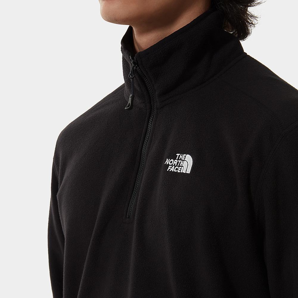 Mikiny The North Face 100 Glacier Quarter-Zip Fleece Panske Čierne | YPA-915048