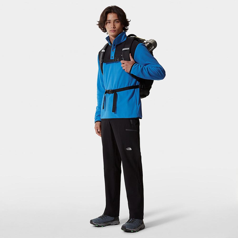 Mikiny The North Face TKA Glacier Snap-Neck Fleece Panske Modre Čierne | IGV-268450
