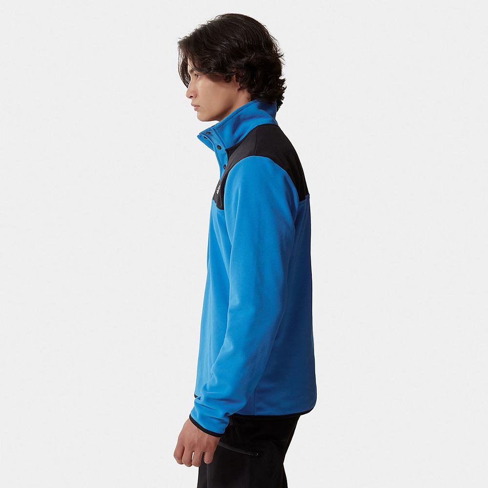 Mikiny The North Face TKA Glacier Snap-Neck Fleece Panske Modre Čierne | IGV-268450