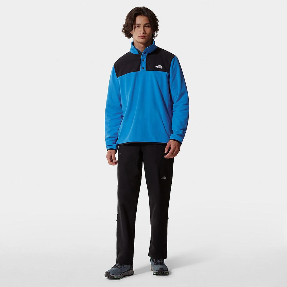 Mikiny The North Face TKA Glacier Snap-Neck Fleece Panske Modre Čierne | IGV-268450