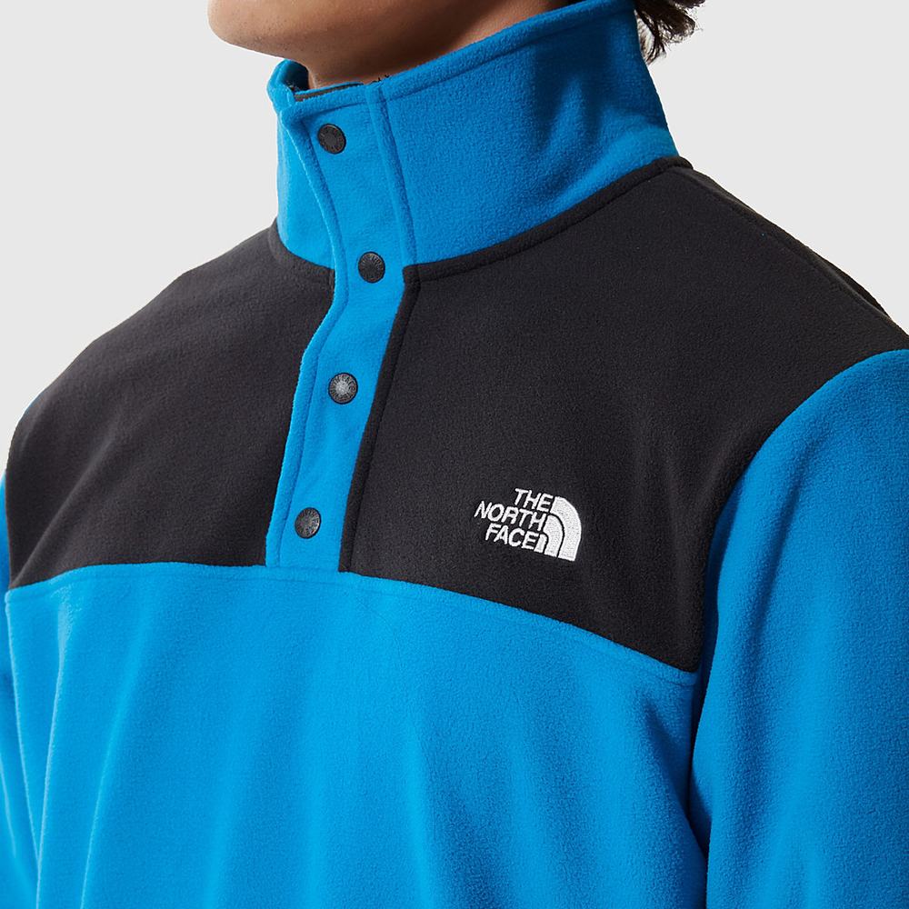 Mikiny The North Face TKA Glacier Snap-Neck Fleece Panske Modre Čierne | IGV-268450