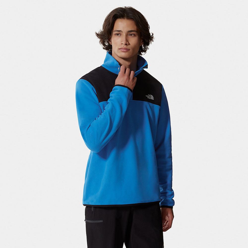 Mikiny The North Face TKA Glacier Snap-Neck Fleece Panske Modre Čierne | IGV-268450