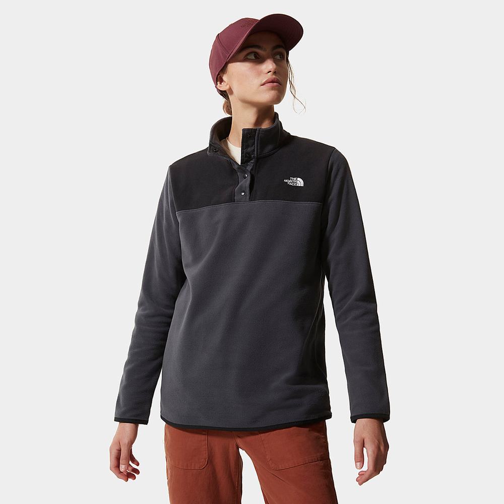 Mikiny The North Face TKA Glacier Snap-Neck Fleece Damske Siva Čierne | JPQ-458290