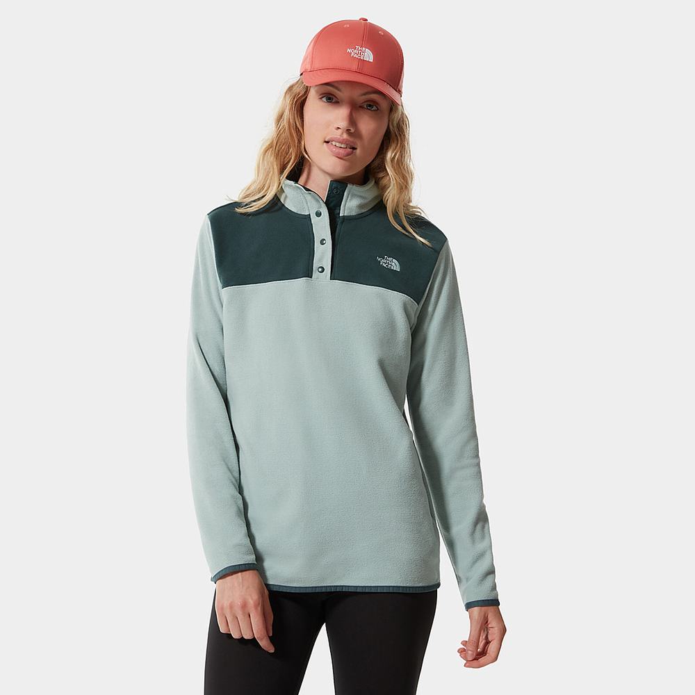 Mikiny The North Face TKA Glacier Snap-Neck Fleece Damske Zelene Tmavo Olivovo Zelená Zelene | KPM-819524