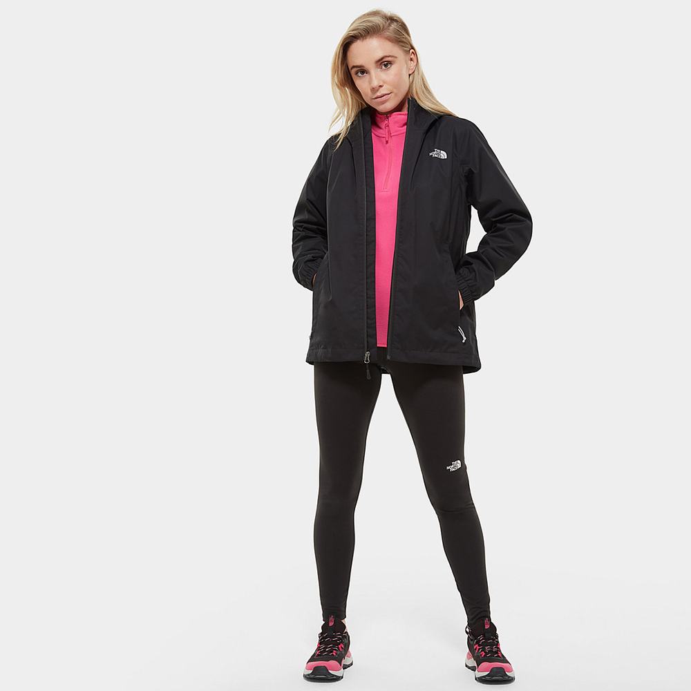 Nepremokavé Bundy The North Face Quest S Kapucňou Damske Čierne Siva | ZKQ-402517