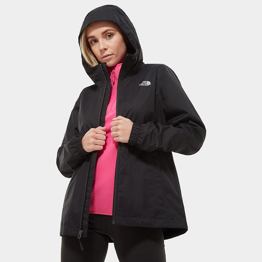 Nepremokavé Bundy The North Face Quest S Kapucňou Damske Čierne Siva | ZKQ-402517