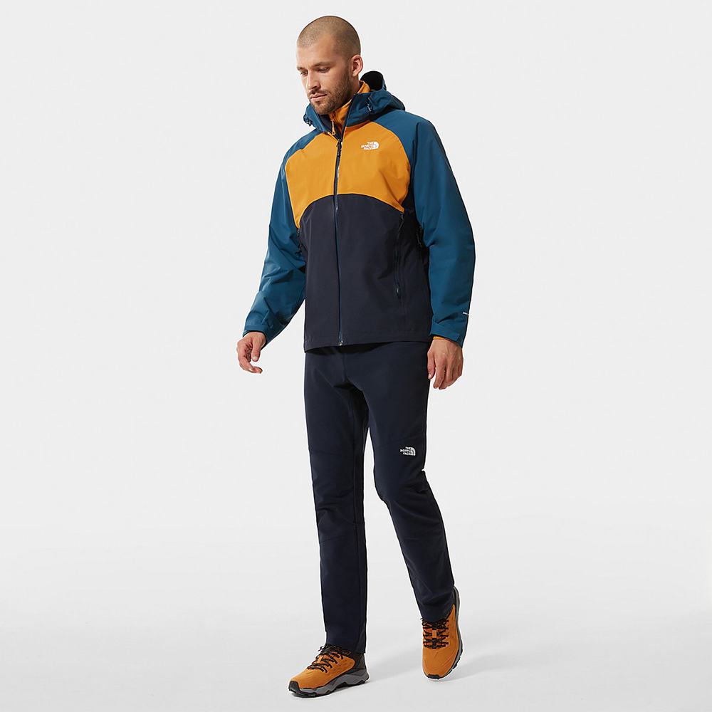 Nepremokavé Bundy The North Face Stratos S Kapucňou Panske Námornícka Modrá Žlté Modre | GQM-283695