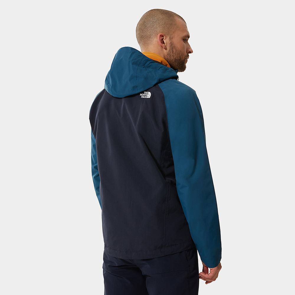 Nepremokavé Bundy The North Face Stratos S Kapucňou Panske Námornícka Modrá Žlté Modre | GQM-283695