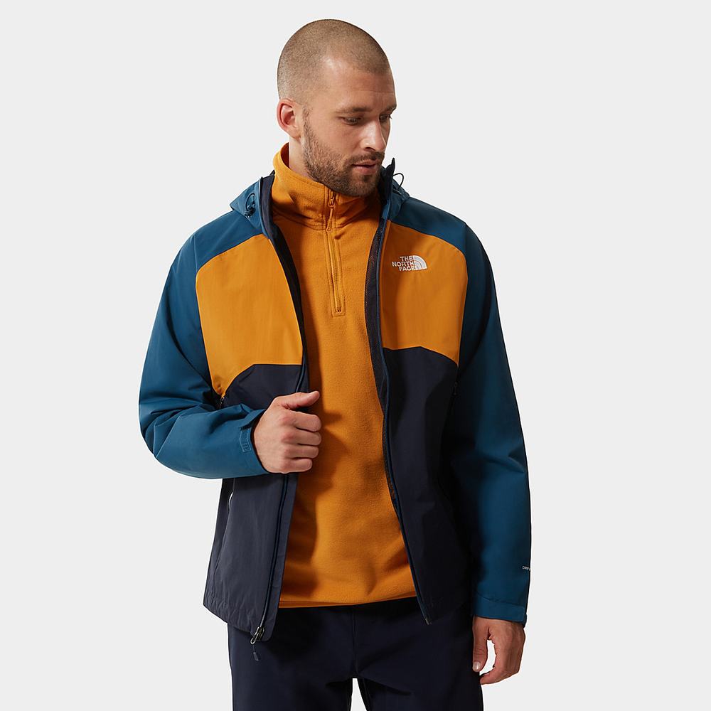 Nepremokavé Bundy The North Face Stratos S Kapucňou Panske Námornícka Modrá Žlté Modre | GQM-283695
