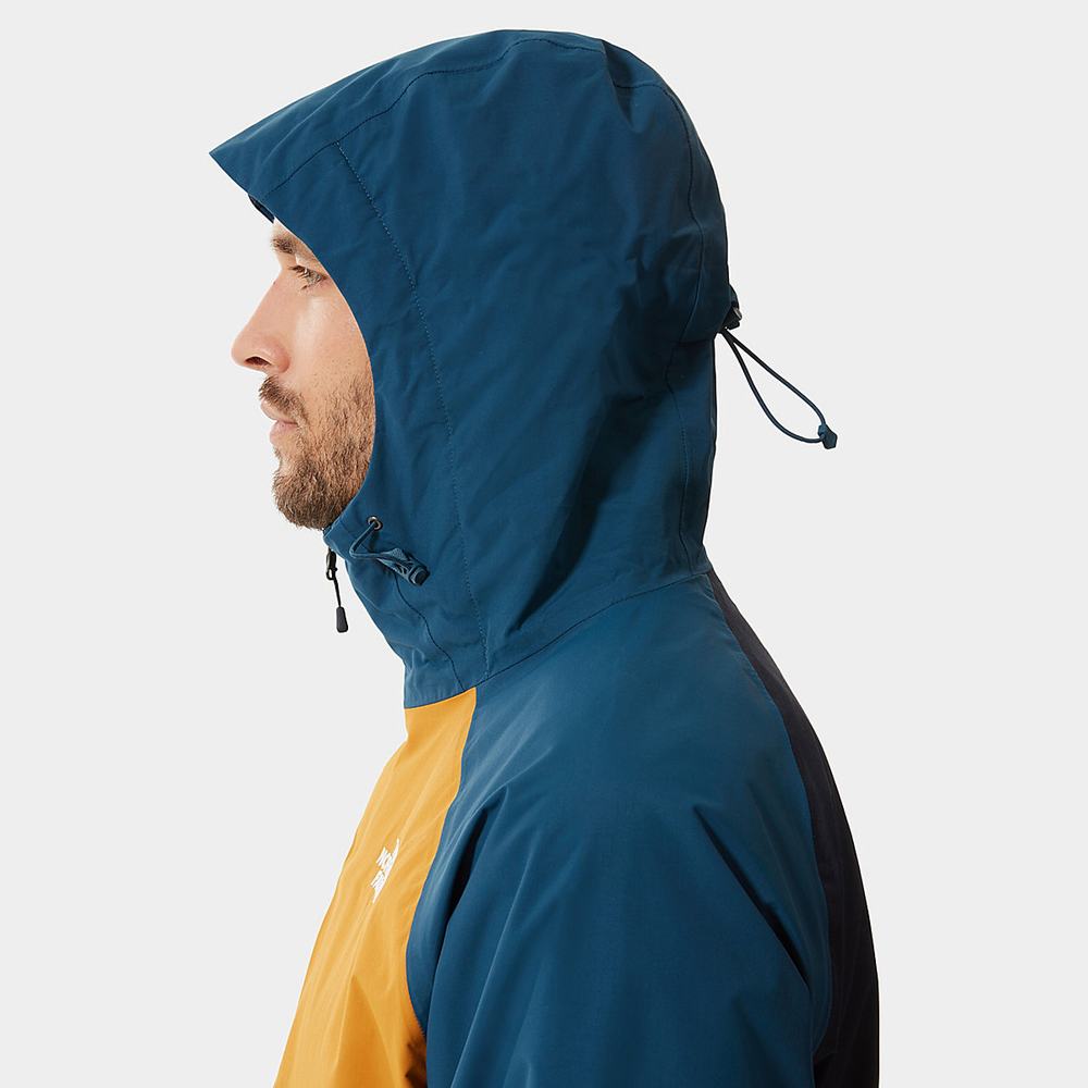 Nepremokavé Bundy The North Face Stratos S Kapucňou Panske Námornícka Modrá Žlté Modre | GQM-283695