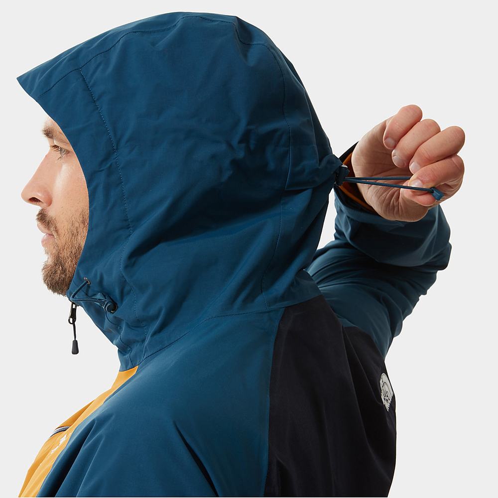 Nepremokavé Bundy The North Face Stratos S Kapucňou Panske Námornícka Modrá Žlté Modre | GQM-283695
