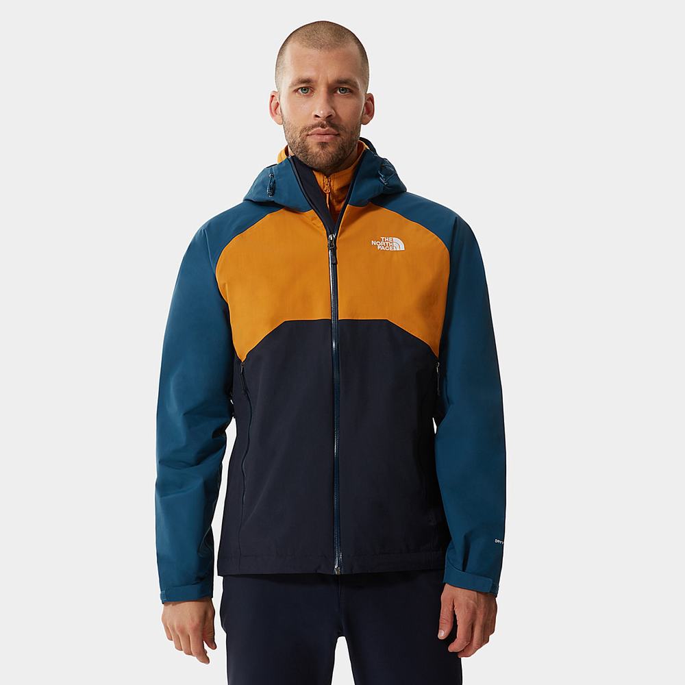 Nepremokavé Bundy The North Face Stratos S Kapucňou Panske Námornícka Modrá Žlté Modre | GQM-283695