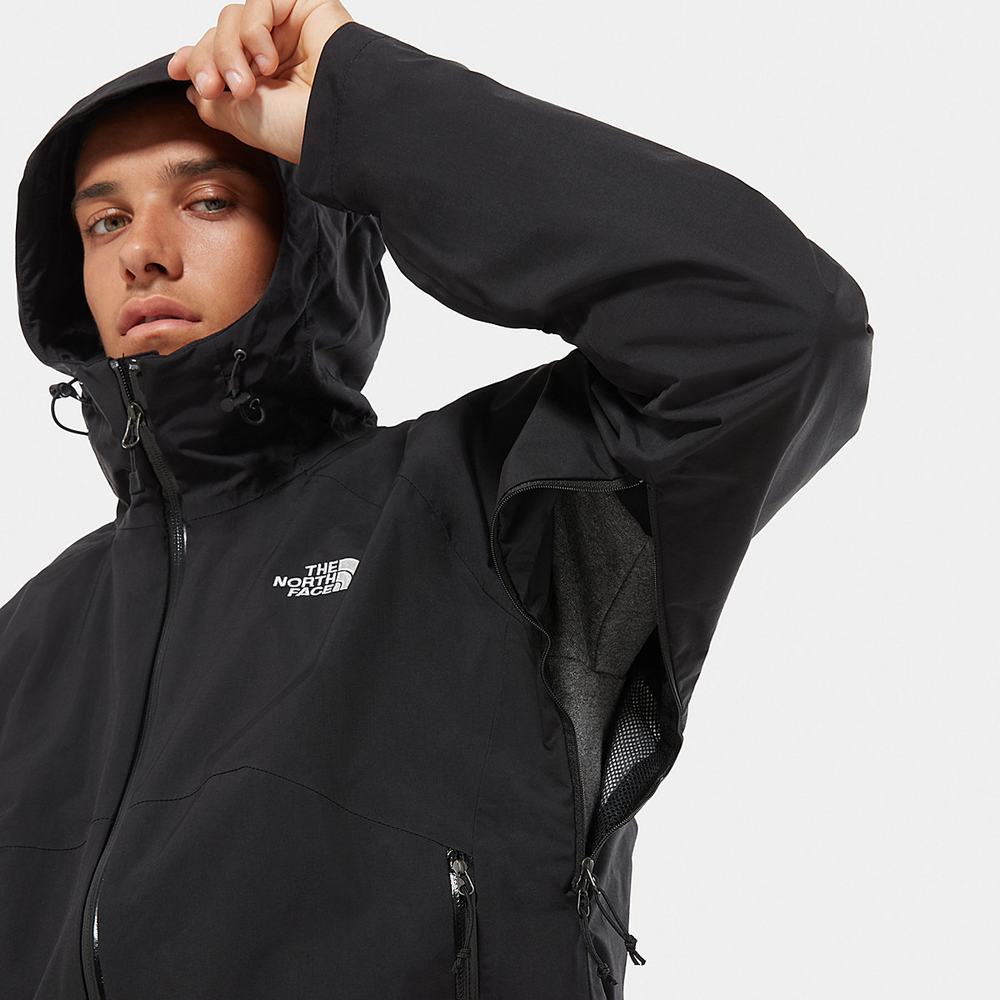 Nepremokavé Bundy The North Face Stratos S Kapucňou Panske Čierne | ROH-849156