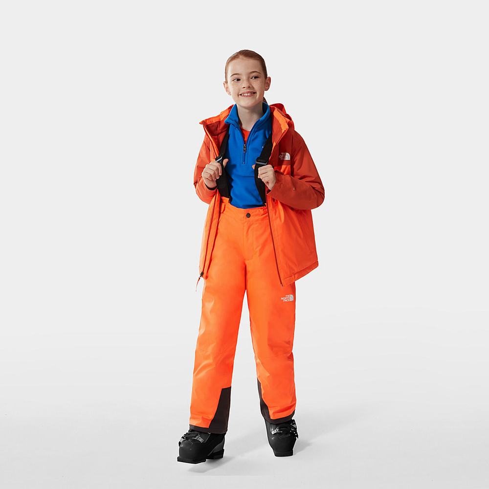 Nohavice The North Face Snowquest Bib Chlapcenske Oranžové | QTH-201693