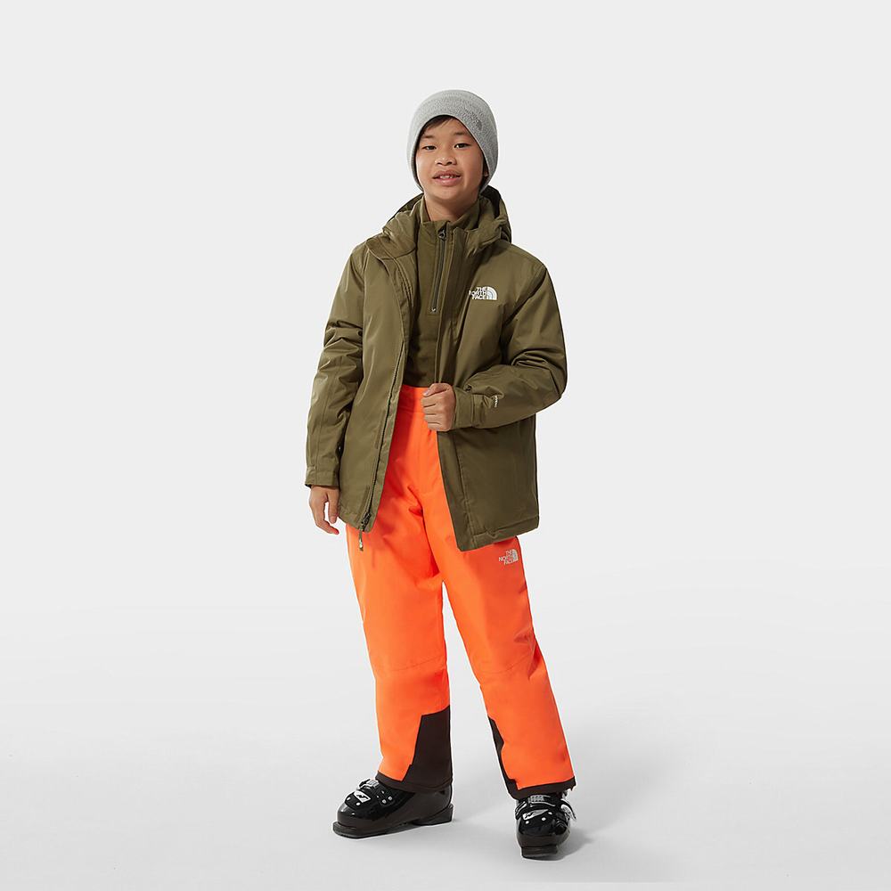 Nohavice The North Face Snowquest Bib Dievcenske Oranžové | QLY-167345