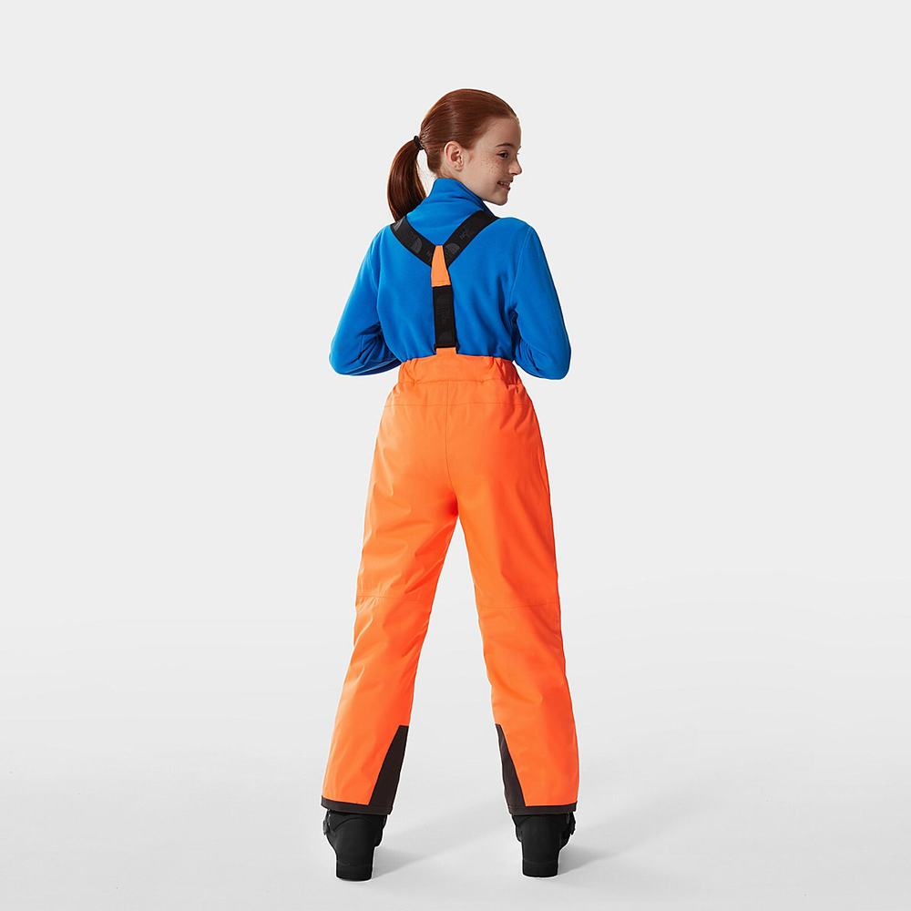 Nohavice The North Face Snowquest Bib Dievcenske Oranžové | QLY-167345