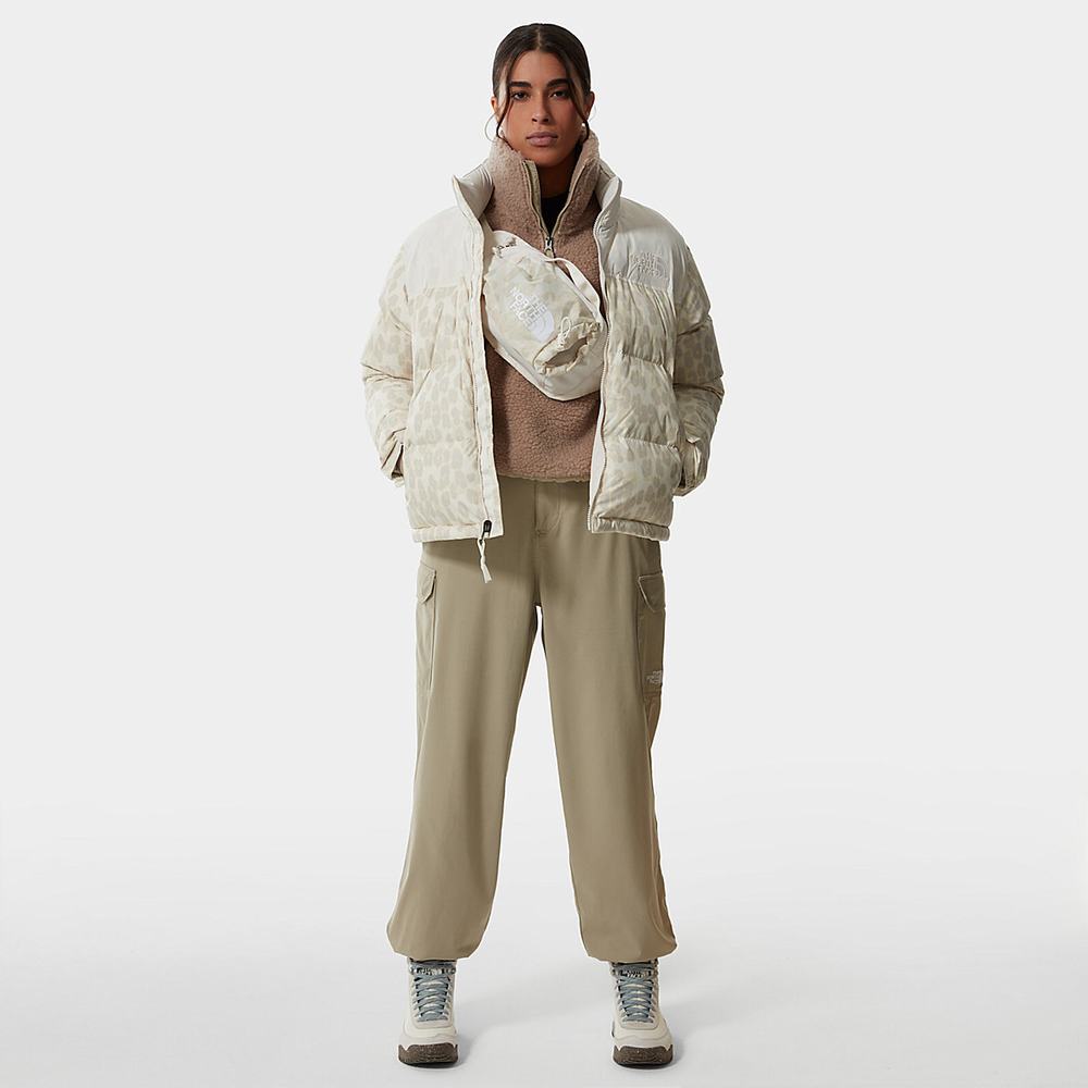 Páperová Bunda The North Face 1996 PRINTED RETRO NUPTSE Damske Strieborne Siva Leopardie Biele | ETU-916087