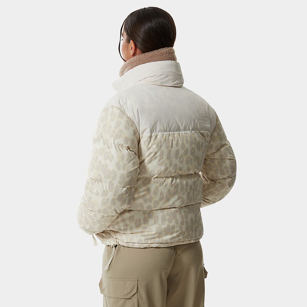 Páperová Bunda The North Face 1996 PRINTED RETRO NUPTSE Damske Strieborne Siva Leopardie Biele | ETU-916087