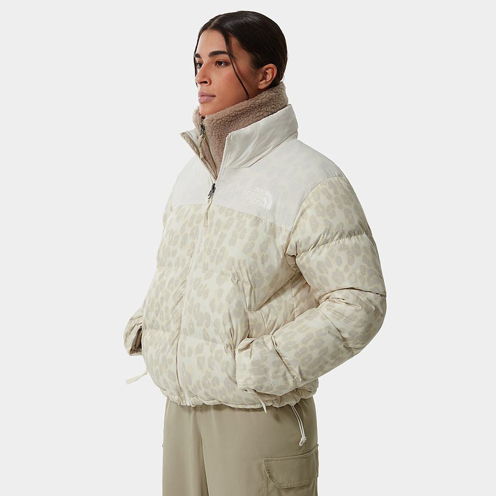 Páperová Bunda The North Face 1996 PRINTED RETRO NUPTSE Damske Strieborne Siva Leopardie Biele | ETU-916087