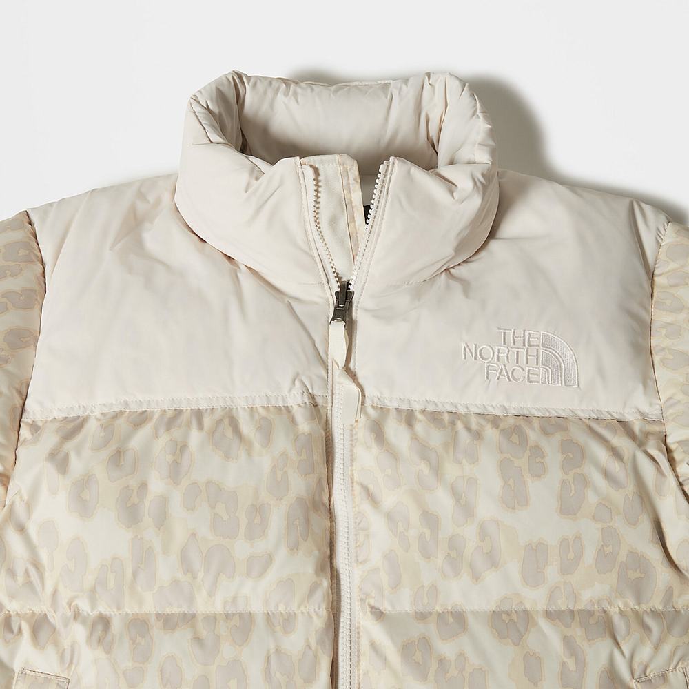 Páperová Bunda The North Face 1996 PRINTED RETRO NUPTSE Damske Strieborne Siva Leopardie Biele | ETU-916087