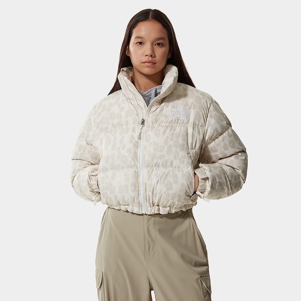 Páperová Bunda The North Face Printed Nuptse Kratke Damske Strieborne Siva Leopardie | YOZ-309861