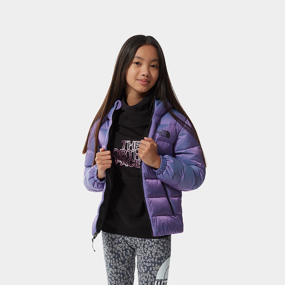 Páperová Bunda The North Face Reversible Printed Hyalite Dievcenske Nachový | IKY-492805