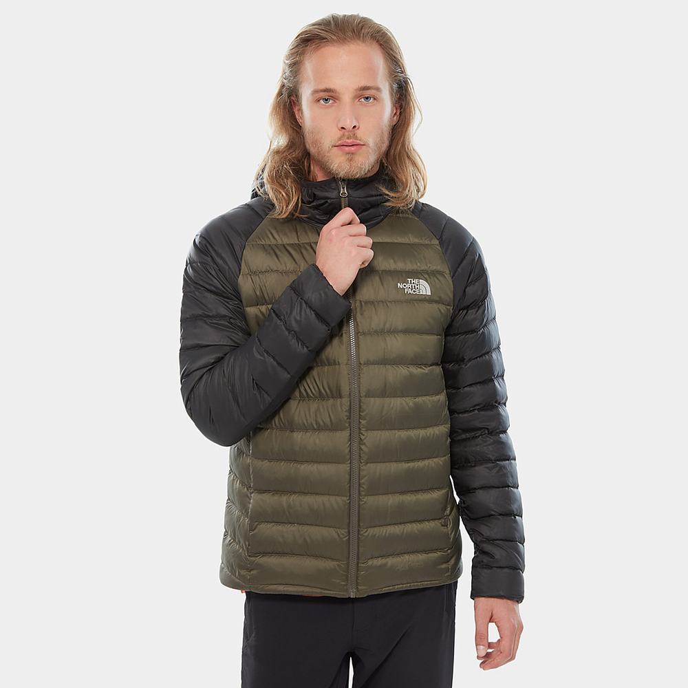 Páperová Bunda The North Face Trevail S Kapucňou Panske Zelene Čierne | EQC-709246