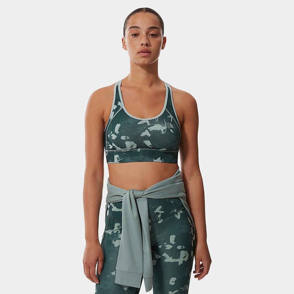 Sportove Podprsenky The North Face Printed Bounce-B-Gone Bra Damske Zelene | JTE-504731